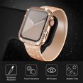 thumbnail image 2 of For Apple Watch Case 44mm Series 6/5/4/SE with Tempered Glass Screen Protector, Double Bling Case Crystal Diamonds Rhinestone Bumper Overall Hard PC Slim Protective Cover For iWatch 44mm, 2 of 6