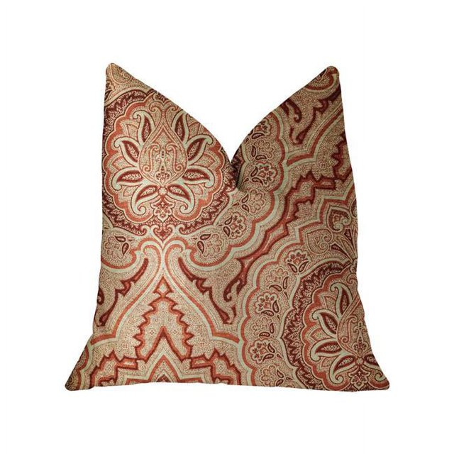 PBRA2281-2222-DP Plutus Coussin de Luxe Rouge Prairie Enchanté & Beige, 22 x 22 Po.