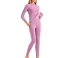 thumbnail image 1 of yoeyez sous-Vêtements Thermiques pour Femmes, Couche de Base Col Rond Manches Longues Thermiques Ensemble de Pyjama Doublé en Molleton Haut Bas pour Temps Froid Hiver Ou Printemps Violet, TG, 1 of 7