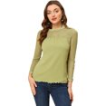 thumbnail image 1 of INSPIRE CHIC Blouses Décontractées pour Femmes à Col Rond en Dentelle Florale à Manches Longues en Chiffon Hauts L Vert Pois, 1 of 1