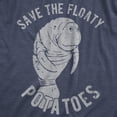 thumbnail image 2 of Womens Save The Floaty Potatoes T Shirt Funny Manatee Conservation Tee (Heather Navy) - 3XL, 2 of 4