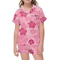 thumbnail image 1 of Ensemble de Pyjama en Soie pour Enfants Filles Garçons, Hauts Graphiques à Boutons, Ensemble Classique de Tenue d'Intérieur, Pyjamas pour Enfants 8-10 Ans, 1 of 5