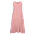 thumbnail image 4 of Robe Longue Ample Sans Manches en Coton et Lin pour Femme, Été, Décontractée, Couleur Unie, Robe Débardeur, Robe de Plage avec Poches, 4 of 5