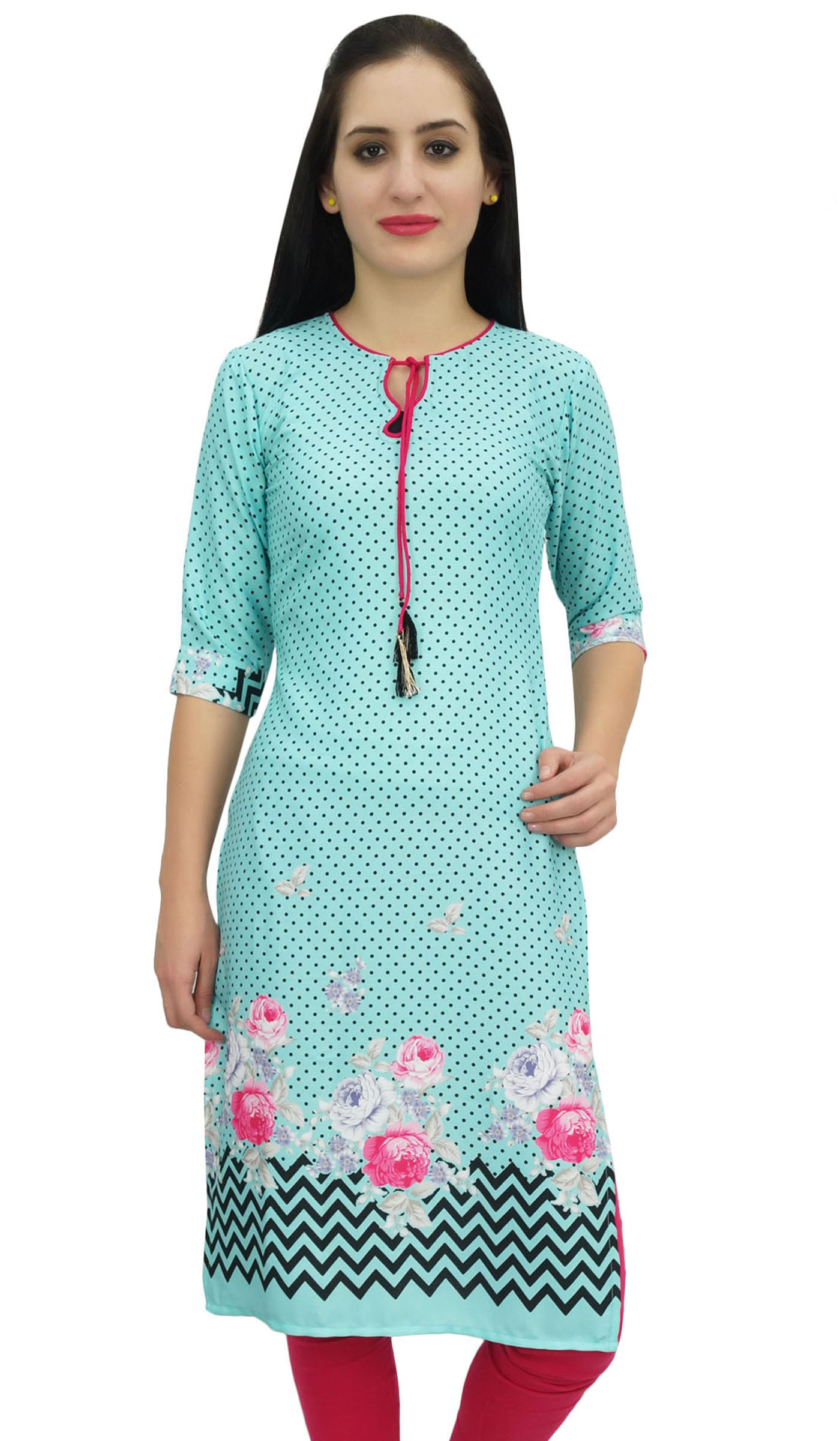 Bimba Kurti en Georgette Aqua Mousse pour Femme Tenue d'Été Tunique Imprimée Kurta-22