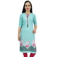 thumbnail image 1 of Bimba Kurti en Georgette Aqua Mousse pour Femme Tenue d'Été Tunique Imprimée Kurta-12, 1 of 7