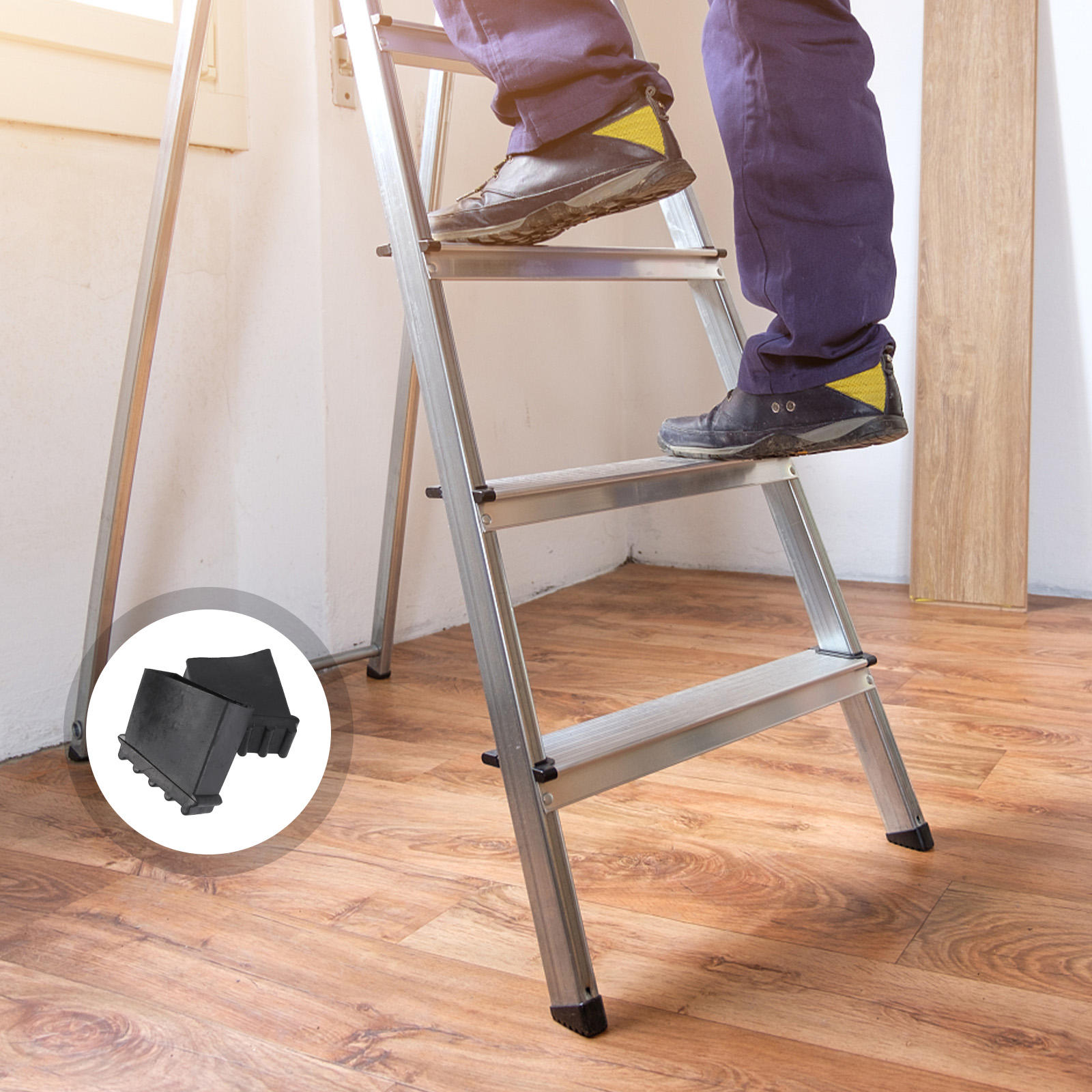 LOLIPPYY Frame Ladder Feet Round Wear Resistant Black 2Pack Home Use
