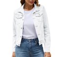 thumbnail image 2 of Women's Basic Solid Color Button Down Denim Cotton Jacket With Pockets Denim Jacket Coat, 2 of 6