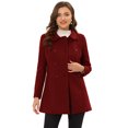 thumbnail image 1 of INSPIRE CHIC Manteau pour Femme à Col Peter Pan, Pardessus à Double Boutonnage, Trench d'Hiver Caban, Rouge Foncé, m, 1 of 5