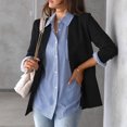 thumbnail image 4 of IROINID Rabais Chemises à Manches Longues pour Femmes à Col en V Détente Col Rabattu Blouse à Boutons Imprimée T-shirt, Bleu, 4 of 7