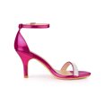 thumbnail image 3 of BLISSFUL STEP Women's Solid Color Open Toe Rhines Ankle Strap Stiletto Sandals Hot Pink 10, 3 of 7