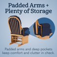 thumbnail image 3 of Foundations Lullaby Wood Base Glider Nursery Rocking Chair, Padded Armrests & Storage Pockets, Natural/Blue, 3 of 8