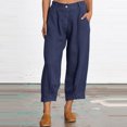 thumbnail image 2 of XZNGL Soft Pajama Pants for Women Casual Solid Color Loose Button Comfortable Straight Pants, 2 of 9