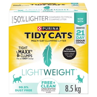 Purina Tidy Cats Light Weight Free & Clean Unscented Multi-Cat, Litter, 8.5 kg