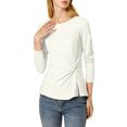thumbnail image 5 of INSPIRE CHIC Blouse à Manches Longues pour Femmes à Col Rond avec Torsade devant, 5 of 5