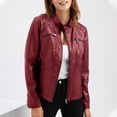 thumbnail image 2 of Veste en Cuir Décontractée pour Femmes avec Col Montant Veste Ajustée Couleur Unie pour Femmes, 2 of 6