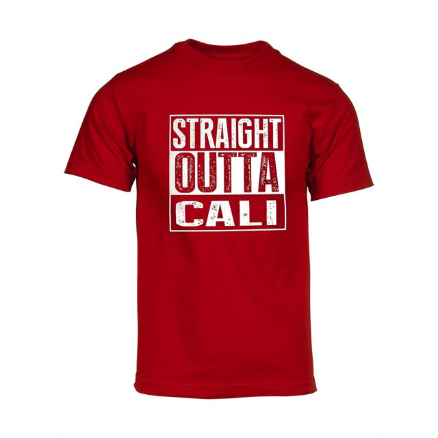 T-Shirt à Manches Courtes pour Hommes Straight Outta Cali - Rouge - Très Grand