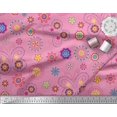 thumbnail image 2 of Soimoi Pink Poly Georgette Fabric Insect & Floral Clip Art Print Fabric by The Yard 52 Inch Wide, 2 of 3