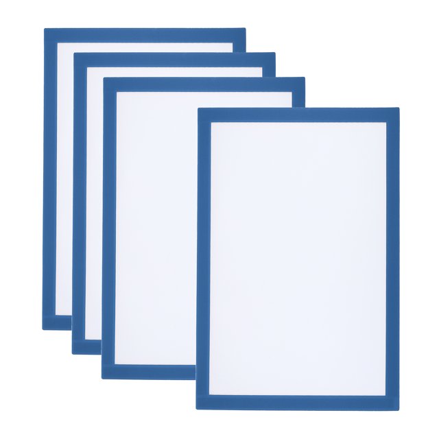 Unique Bargains A4 Magnetic Sign Holder, 4 Pack Magnetic Display Frame Self-Adhesive Picture Frame for Refrigerator, Light Blue