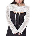 thumbnail image 1 of MesaSe Haut Court en Tricot pour Femmes Crochet Manches Longues Col Rond Couleur Unie Tenue de Plage Protection Solaire, 1 of 3