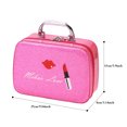 thumbnail image 3 of Makeup Case Lip Printed Portable Top Handle Makeup Box Cosmetic Organizer, 3 of 8