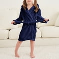 thumbnail image 4 of Splozh Newborn Cute Flannel Hooded Robe Boys Girls Fashion Bathrobe Soft Robe Hooded Robe Cloth Cotton Bathrobe Navy,3-4 Years, 4 of 5