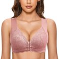 thumbnail image 3 of Tumotour 2PC Front Closure Bra for Women No Underwire Comfort Lace Wide Shoulder Strap Bra Full Coverage Seamless Soft Convenient Front Button Bras for Senior Everyday Life Sleep Walking Work, 3 of 4
