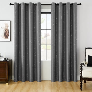 Rideaux Thermiques et Insonorisants pour Chambre à Coucher - Rideaux en Polyester avec Oeillets, Lavables à la Machine et Occultants, Gris, JKODE