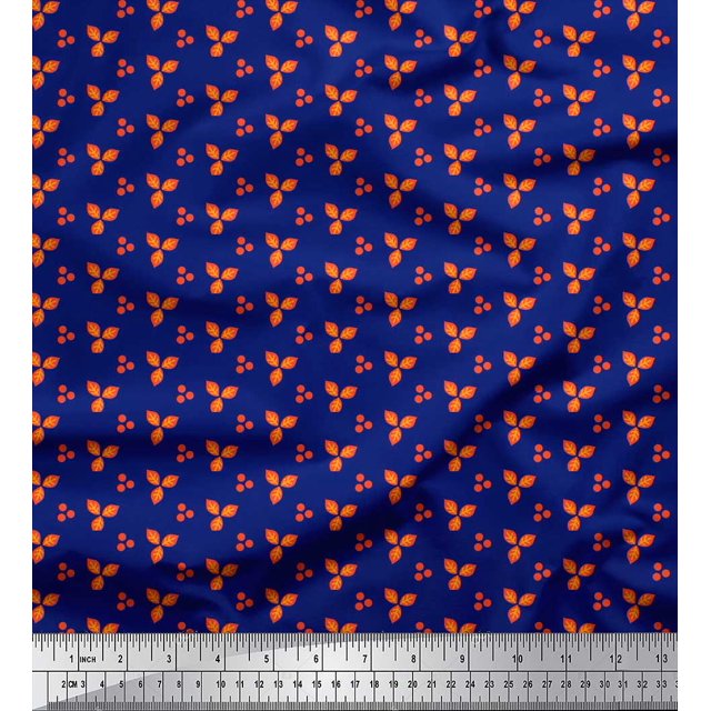 Soimoi Bleu Moss Georgette Tissu Dot & Feuilles Tissus Imprimés par Yard 42 Pouces de Large