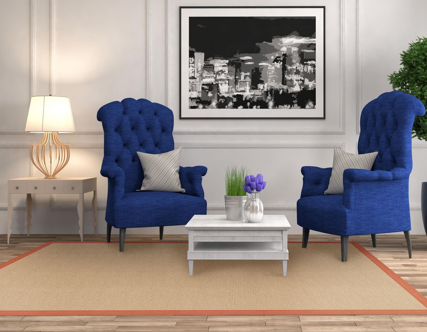 Tapis d'appoint Athena sisal et orange brûlé 1 pi 10 po x 2