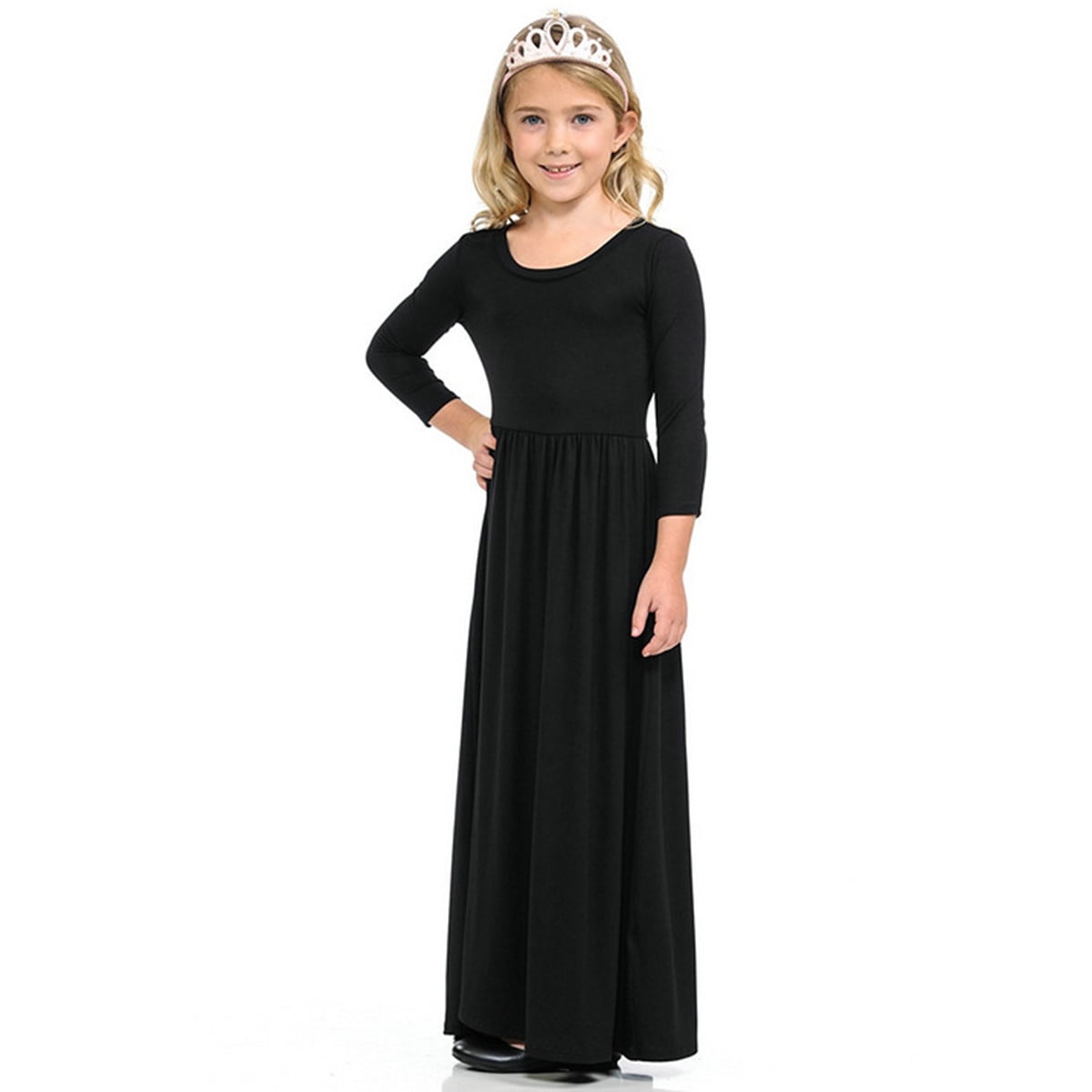 Robe Longue Décontractée à Fleurs pour Filles à Manches Longues avec Poches, Robes de Vacances, Robe Longue à Manches Longues pour Filles Longueur au Sol