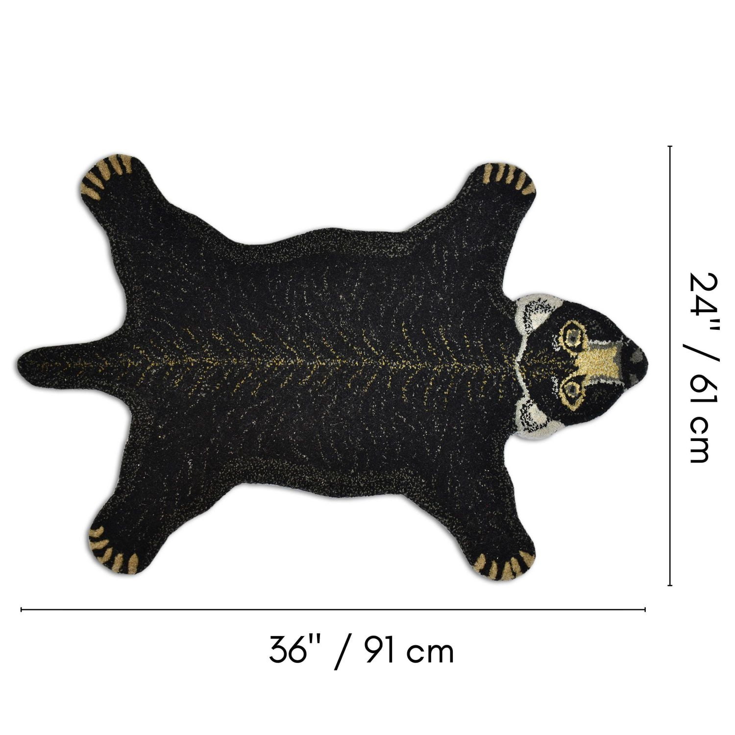 Tapis d'ours noir de Fabstyles, tapis de chiffon de zone pour le salon, le couloir, le patio, la chambre à coucher