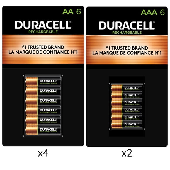 24 x AA (2500 mAh) + 12 x AAA (900 mAh) NiMH Duracell Rechargeable Batteries Combo