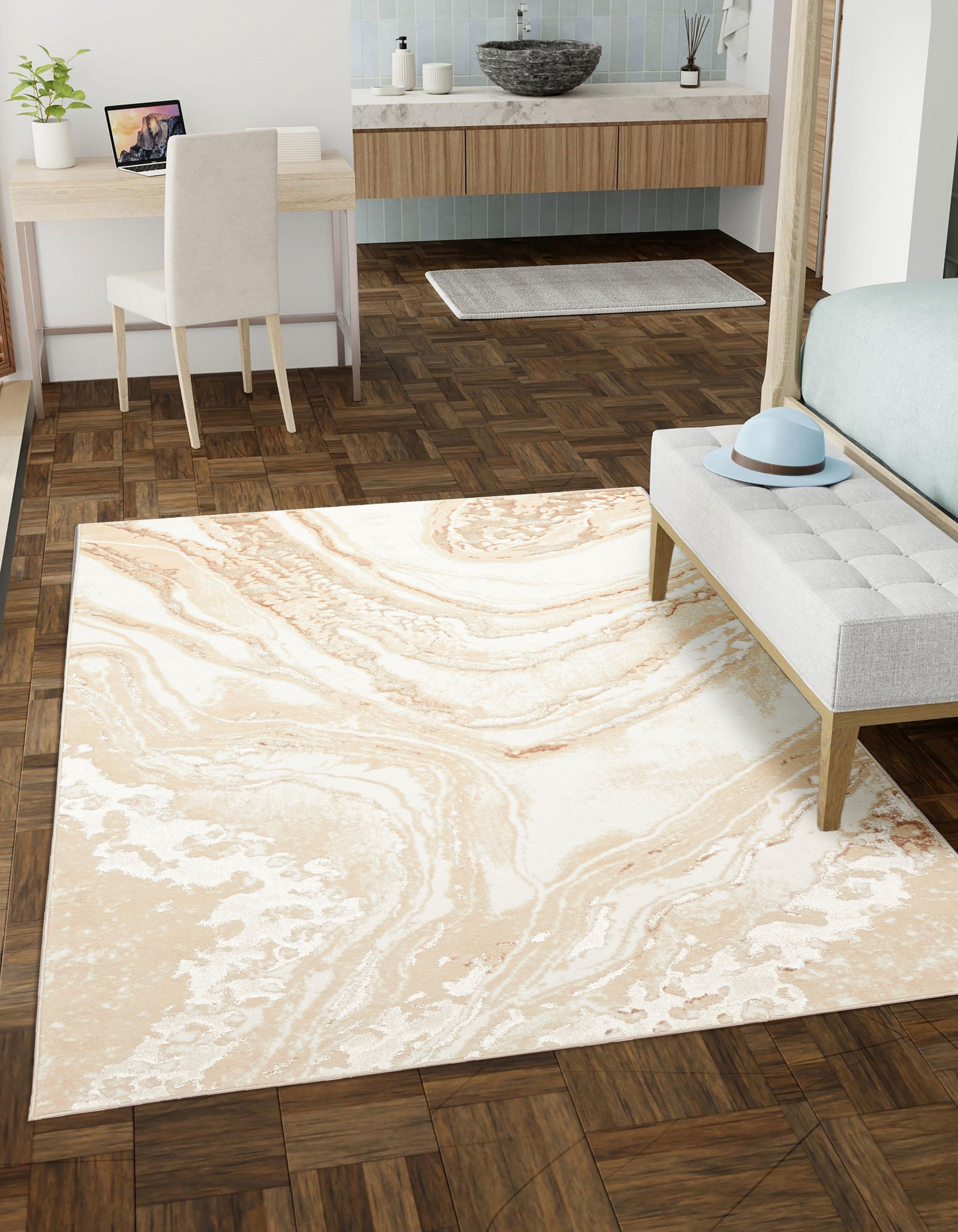 ECARPET Tapis Contemporain/Moderne Dove pour Salon, Chambre, Salle A Manger, Entrée, Couloir et Plus Encore.
