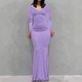 thumbnail image 1 of EQWLJWE Robes Moulantes pour Femmes Élégantes Col Rond Ajusté Manches Longues Aguichant sous-Couche Robe Nuisette, 1 of 6