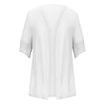 thumbnail image 4 of Cameland Cardigan Kimono Décontracté Ample en Coton et Lin pour Femmes à Manches 3/4 Grande Taille, 4 of 5