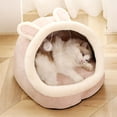 thumbnail image 4 of Pet Plush Burrowing Cave Hooded Cat Bed Donut for , Faux, 4 of 8