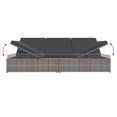 thumbnail image 5 of vidaXL Chaise Longue Convertible avec Coussins en Rotin Synthétique Gris Foncé, 5 of 5