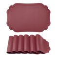 thumbnail image 1 of Solid Placemats Set of 6 Leather Placemats for Kitchen Dining Table Decor Washable Heat Resistant Table Placemats Sturdy Table Mat Wine Red 17.7*11.8inch, 1 of 6