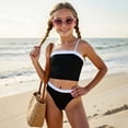 thumbnail image 2 of Girls Swimsuit 2 Piece Cute Tankini Set for Girls Adjustable Spaghetti Strap Design Swimsuit Set for Beach Pool Party Outfits Summer, 2 of 8