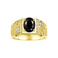 thumbnail image 1 of RYLOS Men's Rings Yellow Gold Plated Silver Designer Nugget Ring Oval 9X7MM Gemstone &  Diamonds  Onyx Birthstone Rings For Man Size 9, 1 of 7