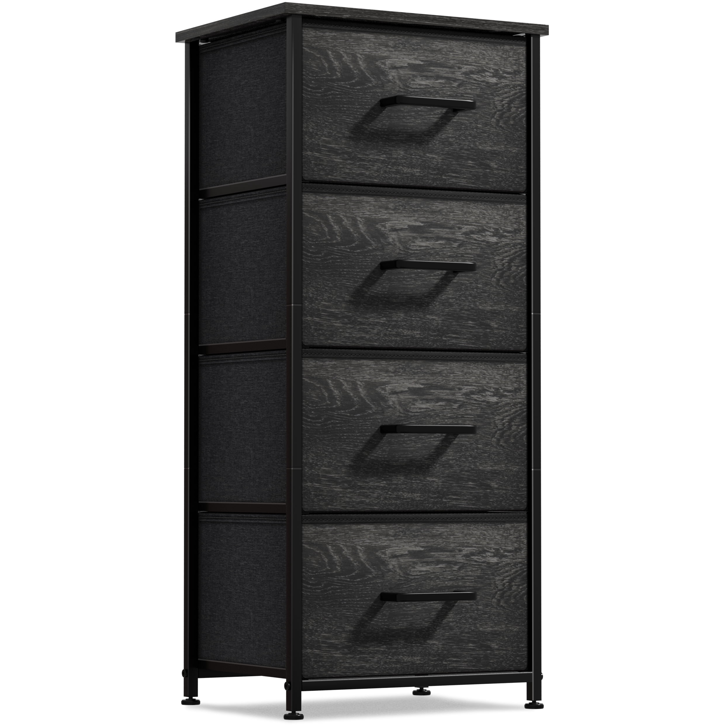 Sorbus Dresser with 4 Faux Wood Drawers - Tall Storage Unit Organizer Tower for Clothes - Bedroom, Hallway, Living Room, Closet, & Dorm Chest Furniture - Steel Frame, Wood Top, Easy Pull Fabric Bins