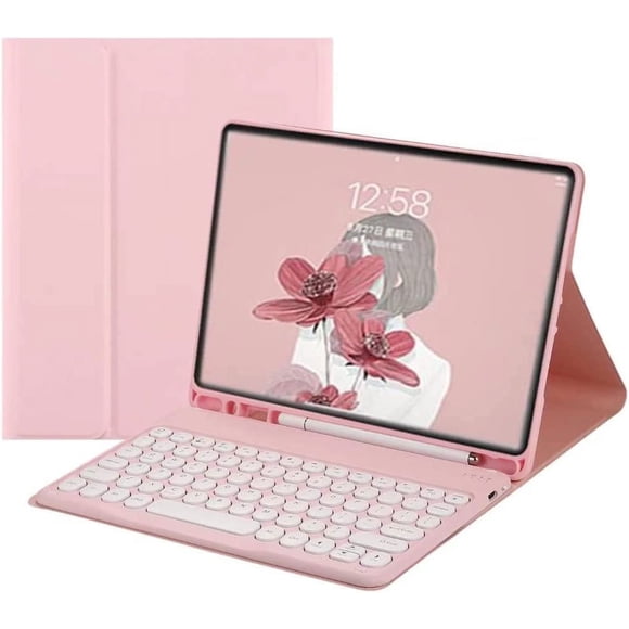 MYKOMI iPad Mini 6 Keyboard Case, Cute Round Keys Detachable Wireless Keyboard with Slim Cover and Pencil Holder for iPad Mini 6th Generation 8.3 Inch