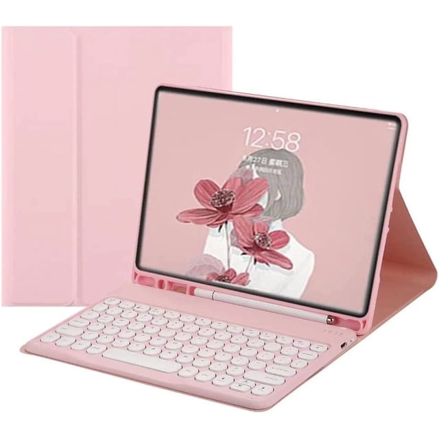 REQO Keyboard Case for iPad Mini 5/ Mini 4, Soft Back Cover with Pencil Holder & Magnetically Detachable Wireless Bluetooth Keyboard for 7.9 inch iPad Mini 5th/4th Generation, Pink
