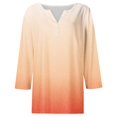 thumbnail image 4 of RXIRUCGD Women's Fashion Casual Gradient Loose Button Tops, Yellow, Size: 2XL, 4 of 5