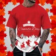 thumbnail image 2 of LUOGENLI T-shirts pour Homme pour Hommes Été Canada Fête de l'Indépendance Fête Nationale pour Imprimé Drapeau Rétro Col Rond Manches Courtes Hauts Tee T-shirts Hommes Grande Taille et Grande Stature la Saint-Patrick Rouge TG, 2 of 4