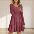 thumbnail image 2 of cfhntfmh Robe Chandail à Manches Longues pour Femmes Robe Mini en Tricot Doux à Manches Longues Décontractée d'Automne Col Rond Robe Moulante Côtelée, 2 of 6