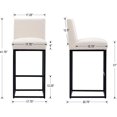 thumbnail image 3 of 31" Height Cream Fabric Bar Stool, Counter Height Stool with Back and Footrest for Kitchen Modern Metal Barstool, Linen Upholstered Farmhouse Bar Chair Island Stool, 3 of 5