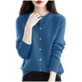 thumbnail image 3 of Yuyuzo Cardigans for Women Button down Classic Solid Long Sleeve Round Neck Knitted Cardigan Sweaters, 3 of 4
