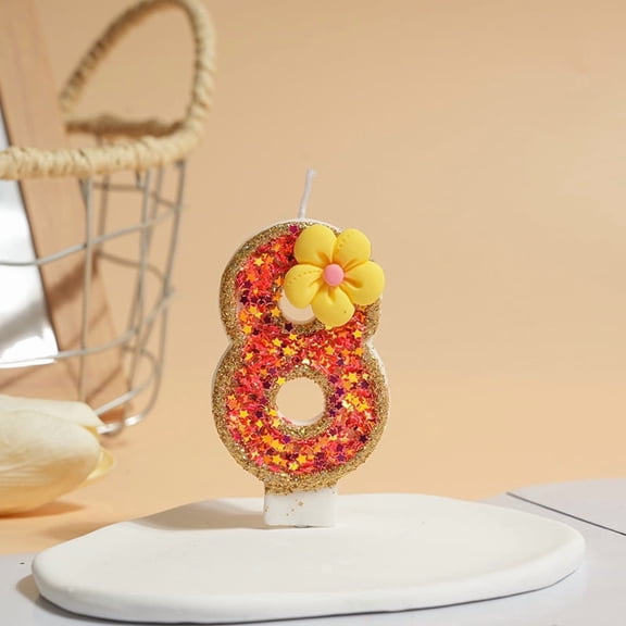 Petites Bougies Chiffres en Forme de Fleur pour Filles 1er Anniversaire Écoresponsables Garnitures de Gâteau Florales