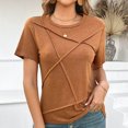 thumbnail image 2 of Plebaso Womens Short Sleeve Tops Casual Crew Neck T-Shirts Solid Color Comfy Summer Basic Tees for Women, 2 of 7